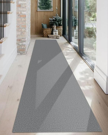 KOZYFLY Washable Runner Rug 2x12 ft Hallway Kitchen Runner Rugs with Rubber Backing Non Slip Entryway Runner Indoor, Extra Long Carpet Runners for Hall Kitchen Entryway, Grey
