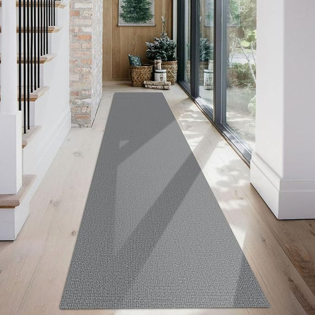 KOZYFLY Washable Runner Rug 2x12 ft Hallway Kitchen Runner Rugs with Rubber Backing Non Slip Entryway Runner Indoor, Extra Long Carpet Runners for Hall Kitchen Entryway, Grey