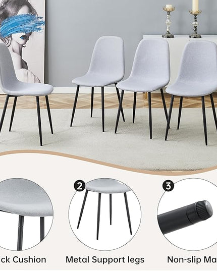 FURNITO Dinner Table Set for 4, 55" Rectangular Wooden Kitchen Table with Upholstered Chairs, Modern 5 Piece Dining Room Table and Chairs Set for Apartment, Kitchen, or Living Room