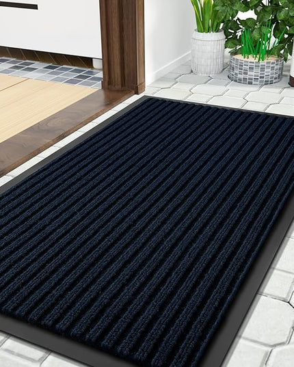Yimobra Front Door Mat Outdoor Indoor Entrance, 100% Waterproof All-Season All Weather Doormat, Welcome Matt Outside Entry, Non Slip, Low Profile, Heavy Duty Patio Porch Floor Mats,36 x 17,Navy Blue