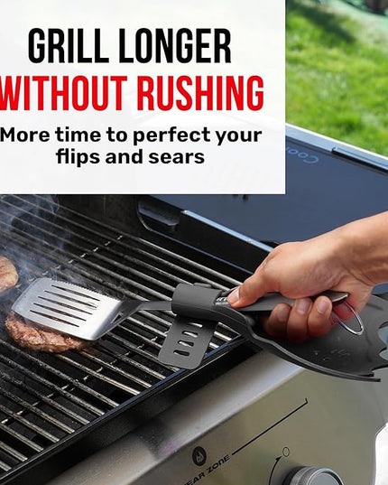 Grillbot Heat Resistant BBQ Heat Shield for Utensils, Protect Hands from Burns, Splatter & Flare-Ups, BPA-Free Silicone, Dishwasher Safe, Universal Fit, Perfect Grill Gift for Men (Black, Bear)