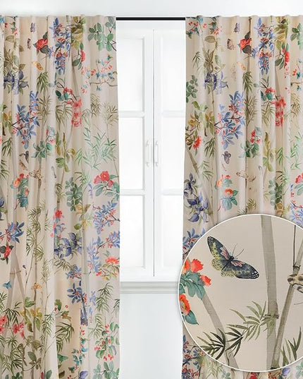 Maison d' Hermine Curtains for Living Room 100% Cotton 84 inch Length Two Panels Light Filtering Curtains for Bedroom Windows with Rod and Loop Pockets Drapes (Canne Beige, 50" W x 84" L)