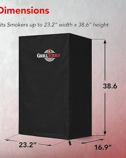 Heavy Duty Smoker Cover, 40 Inch – Waterproof, Weather Resistant, UV & Fade Resistant with Adjustable Straps – BBQ Cover for Flat Grill, Black