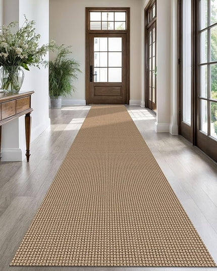 KOZYFLY Extra Long Runners for Hallways 2.6x18 ft Washable Kitchen Runner Non Slip Rubber Backed Hallway Rug Cotton Entryway Runner Rug Floor Carpet for Indoor Hall, Kitchen, Stair, Tan/Orange/Brown