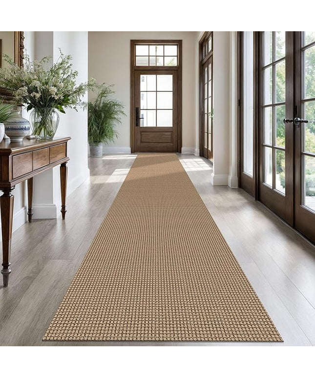KOZYFLY Extra Long Runners for Hallways 2.6x18 ft Washable Kitchen Runner Non Slip Rubber Backed Hallway Rug Cotton Entryway Runner Rug Floor Carpet for Indoor Hall, Kitchen, Stair, Tan/Orange/Brown