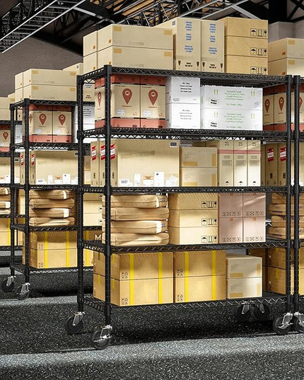 Garage Shelving 5 Tier Industrial Metal Shelving Units for Commercial, Basement, Pantry, Warehouse, School, Black Heavy Duty Easy Assembly 23.6" D x 53.2" W x 73.6" H