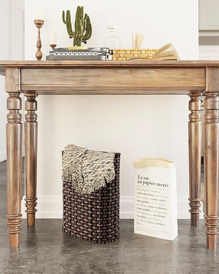 PEMAR Wicker Umbrella Holder Indoor Outdoor, Decorative Hand Woven Umbrella Stand Rack for Home, Entryway Rustic Farmhouse Multipurpose Narrow Tall Basket (Brown)