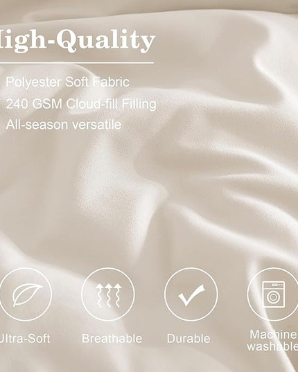 Monbix Full Comforter Set - 7 Pieces White Bed in a Bag Full Size Bedding Sets with Comforters, All Seasons Down Alternative Comforter with Sheets,Pillowcases & Shams