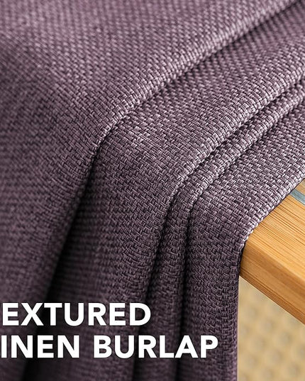 H.VERSAILTEX Room Darkening Linen Curtain for Bedroom/Living Room Extra Wide Blackout Curtains 100 x 84 Inches for Patio Glass Door, Primitive Textured Thick Linen Burlap Look Fabric, Heather Mauve
