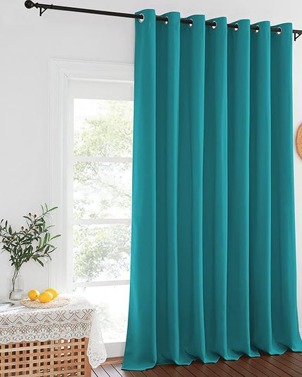 NICETOWN Extra Wide Blackout Sliding Door Curtain - Insulated Noise Reduction Drapes, Privacy Vertical Blind for Living Room & Bedroom (Peacock Teal, W100 x L95, 1 Panel)