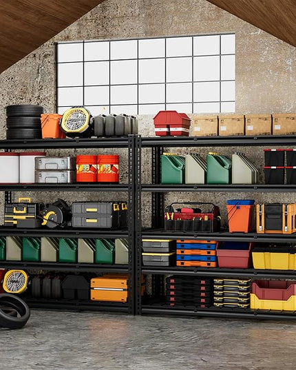 5-Tier 60" W X 24" D X 78" H Garage Shelving Metal Storage Shelves 3300LBS Heavy Duty Industrial Shelving Adjustable Garage Shelf Unit Utility Storage Racks(Black)