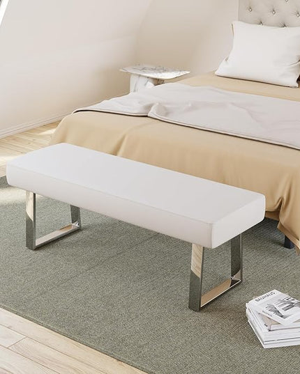 JIEXI Bedroom Bench, Bed end upholstered Bench, Indoor Corner Small Footstool with Metal Legs, for Kitchen entryway Dining Room and Living Room Window