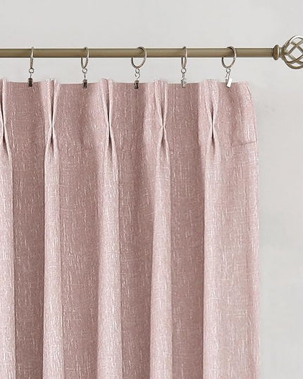 Vision Home Pink Pinch Pleated Total Blackout Curtains Room Darkening Window Panels 95 inch for Girls Bedroom Living Room Thermal Insulated Pinch Pleat Pink Drapes with Hooks Back Tab 40" Wx95 Lx2