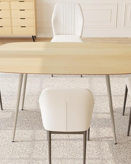 47.2'' Dining Table Set for 4,Modern Wood Dining Table,Leather Dining Chairs 4,Table and Chairs Set of 4,Ideal for Kitchen Dining Room (Cat Scratch Table + 4 White Chairs, 47.2")