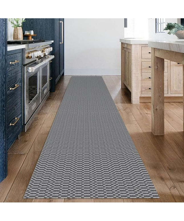 KOZYFLY Washable Runner Rug 2x12 ft Hallway Kitchen Runner Rugs with Rubber Backing Non Slip Entryway Runner Indoor, Extra Long Carpet Runners for Hall Kitchen Entryway, Grey/Charcoal Grey