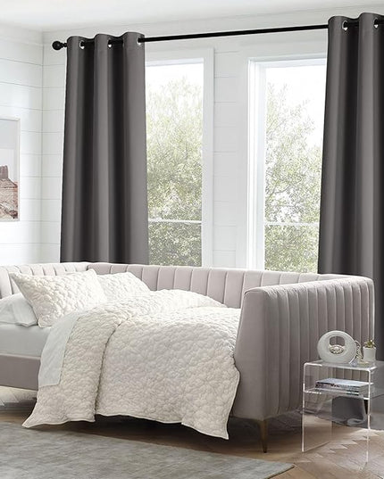 NICETOWN Grey Blackout Curtains 63 inch Length for Bedroom, Grommet Top Room Darkening Thermal Window Treatments Solid Vertical Drapes for Living Room, 2 Panels, W40 x L63
