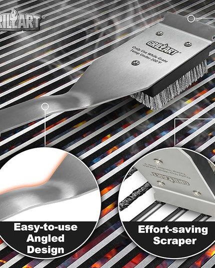 GRILLART Grill Brush and Scraper, Wire BBQ Grill Brush for Outdoor Grill, 16.5” Grill Cleaning Brush BBQ Grill Accessories, Safe Grill Cleaner Brush-Ideal Gift for Men/Dad BBQ Brush for Grill Cleaning