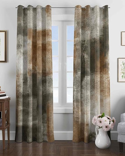 Asuexpect Abstract Curtains for Living Room 2 Panels Abstract Rust Curtain Room Darkening Grommet Window Drapes Modern Decorative Window Treatments for Bedroom, 52x84 Inches, Tan
