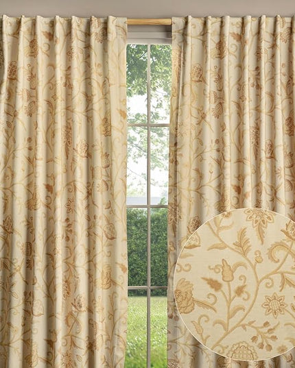 Maison d' Hermine Curtains for Living Room 100% Cotton 96 inch Length Two Panels Light Filtering Curtains for Bedroom Windows with Rod and Loop Pockets Drapes (Artisan Love Cream, 50" W x 96" L)