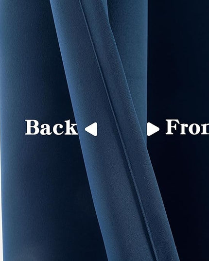 Blackout Curtains 90 Inch Length 2 Panels Set, Black Out Curtains for Bedroom 90 Inch Long, Grommet Energy Saving Room Darkening Drapes for Living Room Window Navy Blue(W52 x L90)