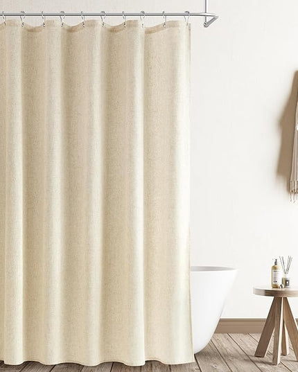 Naturoom Long Shower Curtain, 78 Inch Beige Linen Hotel Luxury Country Boho Farmhouse Shower Curtains for Bathroom Weighted Fabric Hotel Luxury Bath Curtain Set with Hooks, 72x78，Cream Beige