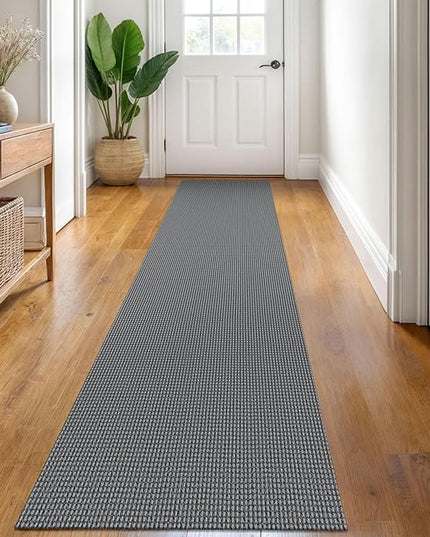 KOZYFLY Runners for Hallways 2x8 ft Washable Kitchen Runner Non Slip Rubber Backed Hall Runners Cotton Entryway Runner Rugs Floor Carpet for Indoor Backdoor Bedroom Kitchen, Grey/Dark Grey