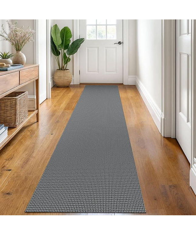KOZYFLY Runners for Hallways 2x8 ft Washable Kitchen Runner Non Slip Rubber Backed Hall Runners Cotton Entryway Runner Rugs Floor Carpet for Indoor Backdoor Bedroom Kitchen, Grey/Dark Grey