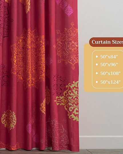Maison d' Hermine Curtains for Living Room 100% Cotton 124 inch Length Two Panels Light Filtering Curtains for Bedroom Windows with Rod and Loop Pockets Drapes (Versailles, 50" W x 124" L)