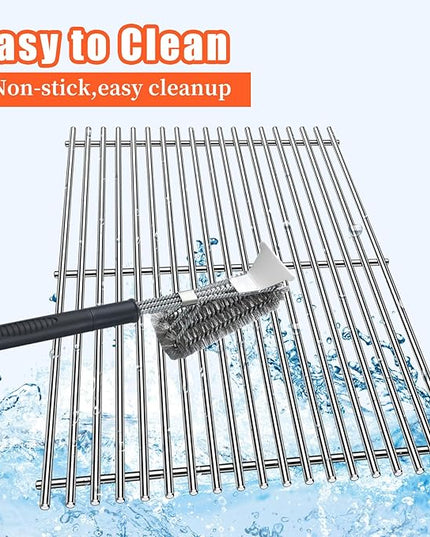 Stainless Steel Grill Flavorizer Bar Heat Plates with 2 Pack Grates BBQ Gas Grill Replacement Parts for Weber Genesis II 300 Series Genesis II E-310 E-315 E-330 E-335 S-310 S-335 Gas Grill