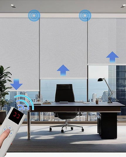 Motorized Blinds with Remote Cordless Automatic Motorized Shades Custom Blinds for Windows Smart Curtains Compatible with Alexa Google Home(Solar Grey,W48 x H72in)