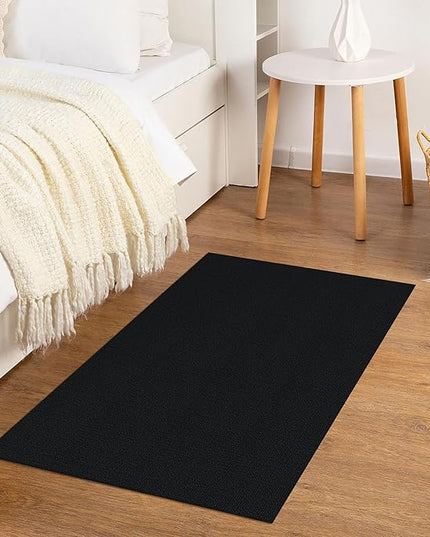 KOZYFLY Washable Area Rug 2x3 Ft Small Entryway Rug Indoor Door Mat Non Slip Front Door Rugs Indoor Braided Cotton Floor Carpet for Front Entrance Bathroom Kitchen Foyer, Black