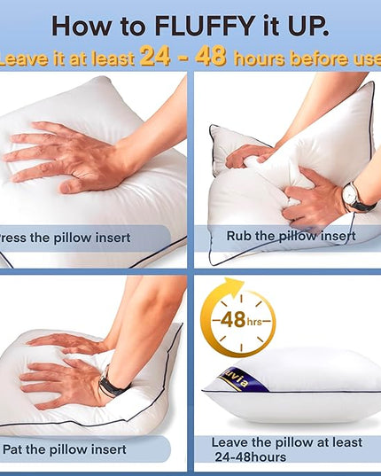 Siluvia 30"x30" Pillow Inserts Set of 2 Square Throw 30 Pillows with 100% Cotton Cover for Sofa, Couch, and Bed - White