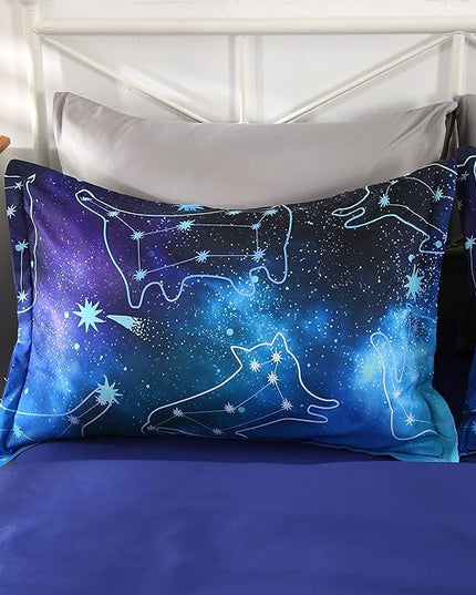 Wowelife Galaxy Bedding Twin Comforter Set for Boys and Girls 5 Pieces Cat Galaxy Comforter Set Outer Space Twin Bedding Set with Sheets Comfortable and Breathable for Kids