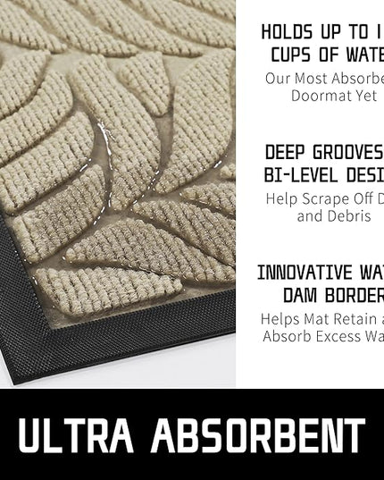 Yimobra 47x32 Large Door Mat Outdoor Indoor, All-Season Waterproof Door Mat Outside Entrance, All-Weather Non-Slip Outside Doormat for Garage Patio Entryway, Beige