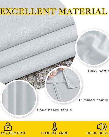 NICETOWN Room Darkening Curtains Extra Long 110 Inches, Grommet Thermal Insulated Weighted Window Treatments for Living Room/Farmhouse, W66 x L110, Greyish White, 2 Panels