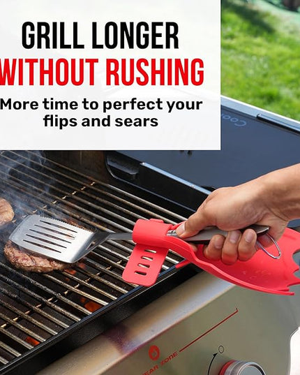 Grillbot Heat Resistant BBQ Heat Shield for Utensils, Protect Hands from Burns, Splatter & Flare-Ups, BPA-Free Silicone, Dishwasher Safe, Universal Fit, Perfect Grill Gift for Men (Red, Bear)