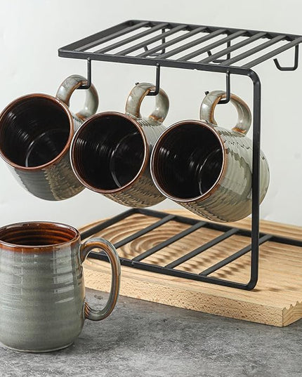 HASENSE Coffee Mugs Set of 4, 12 oz Coffee Cups Ceramic, Stoneware Latte Mug with Large Handle for Coffee, Tea, Milk and Chocolate,Easy Hold & Clean, Dishwasher & Microwave Safe, Light Grey
