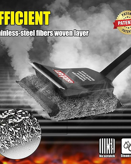 GRILLART SteamWizards Grill Brush Bristle Free, Safe BBQ Grill Brush for Outdoor Grill, Flat Top Grill Cleaner with Replaceable Head, Suitable for All Grates, Griddle Accessories, Dishwasher Safe