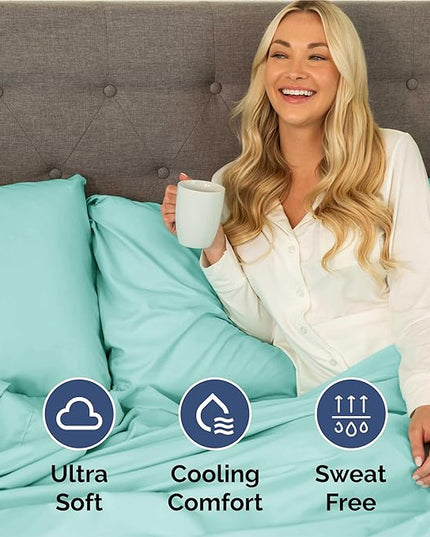 Split King Size 5 Piece Sheet Set - Comfy Breathable & Cooling Bed Sheets Set - Hotel Luxury Bedding for Women, Men, Kids, Teens, Boys & Girls - Deep Pockets, Soft, Wrinkle Free - Oeko-Tex - Spa Blue