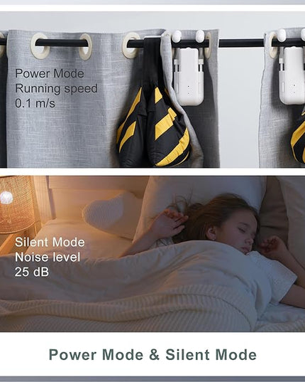 Automatic Curtain Opener 2 Pack: Smart Electric Curtains Closer Robot with Remote Control｜No Drill Quiet Motor｜Compatible for Roman Rods, T & U Tracks｜Long-Lasting Battery for Bedroom & Home