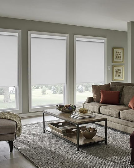 ZSHINE Motorized Blackout Window Blinds Customize Width (23-95 Inches) Remote Control Wireless and Rechargeable Roller Shades Blinds for Windows, Home, Office, Hotel, Club, Restaurant(82010G)