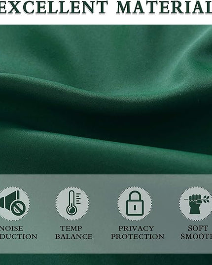 DONREN Patio Blackout Curtain Panels - Home Decoration Thermal Insulated Rod Pocket Blackout Drapes - 2 Panels Hunter Green Backdrop 5FT x 8FT Curtains for Parties