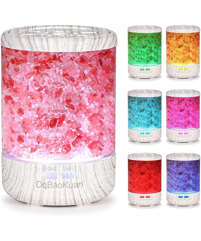 Essential Oil Diffuser, Aromatherapy Diffuser, 100% Natural Himalayan Salt Lamp, Ultrasonic Cool Mist Humidifier 3 in 1 for Small Room Home Office, 7 Colors Changing LED Night Lights,120ml