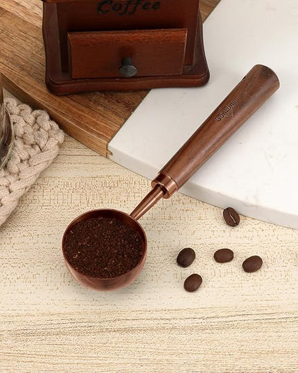 Vintage Coffee Measuring Spoon - 304 Stainless Steel, Coffee Scoop，10g Capacity, Walnut Handle - Perfect for Coffee, Tea, and More (Rose Gold)