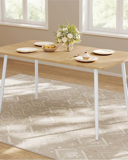 VASAGLE Dining Table, Dining Room Table for 4-6 People, Modern Farmhouse, for Kitchen, Quick Assembly, Heat-Resistant Surface, 29.5 x 55.1 x 29.5 Inches, Golden Oak and Cloud White UKDT100N01V2