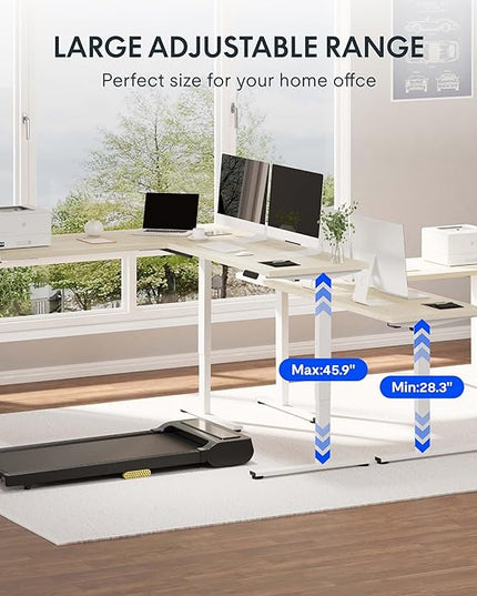 FLEXISPOT L Shaped Standing Desk, 63 x 55 Inch Electric Height Adjustable Corner Desk, Sit Stand Computer Workstation, Preset Controller, Home Office, White Frame with Maple Top
