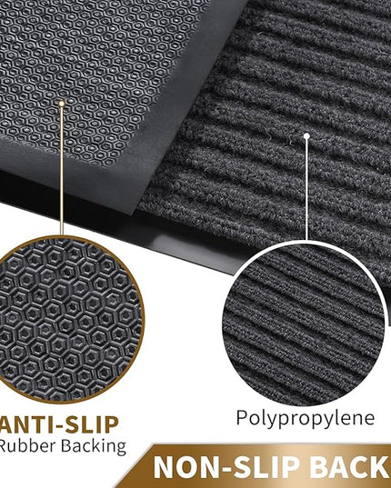 Yimobra Front Door Mat Outdoor Indoor Entrance, 100% Waterproof All-Season All Weather Doormat, Welcome Matt Outside Entry, Non Slip, Low Profile, Heavy Duty Patio Porch Floor Mat,29.5 x 17, Grey