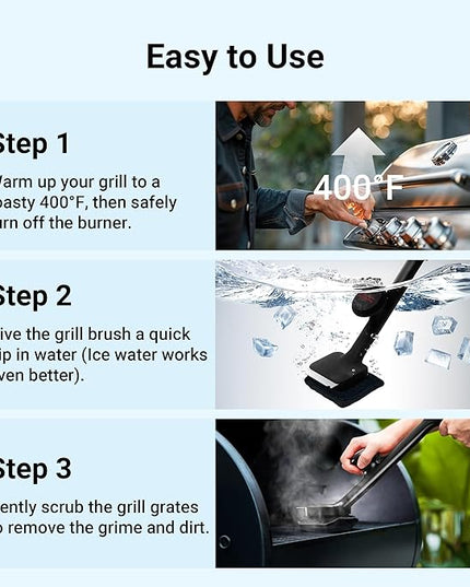 ThermoMaven BBQ Grill Brush Bristle Free - 17" Safe Steam Grill Cleaner Brush with Scraper and 5 Brush Heads for Porcelain/Gas/Charcoal Grill Outdoor Grill Barbecue Cleaner