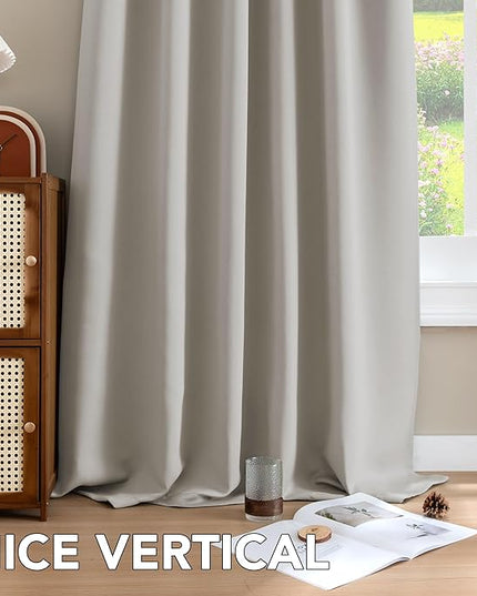 H.VERSAILTEX Blackout Curtains Thermal Insulated Window Treatment Panels Room Darkening Blackout Drapes for Living Room Back Tab/Rod Pocket Bedroom Draperies (2 Panels, Stone, 42 x 63 Inch)