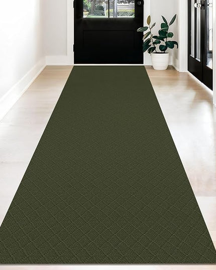 KOZYFLY Runner Rug 3x12 Ft Washable Runners for Hallways Non Slip Rubber Backed Kitchen Runners, Braided Cotton Entryway Runner Indoor, Floor Carpet for Hallway Kitchen Entryway, Dark Green